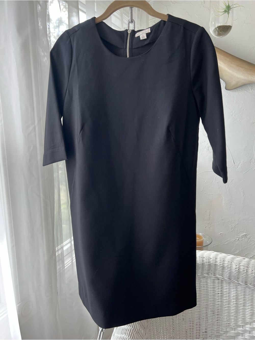 GAP Black Mini Shift Dress with Elbow Sleeves